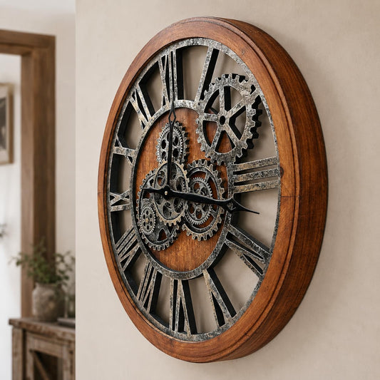 The B-Style Large Wall Clock, 24 inch, Brown and Bronze