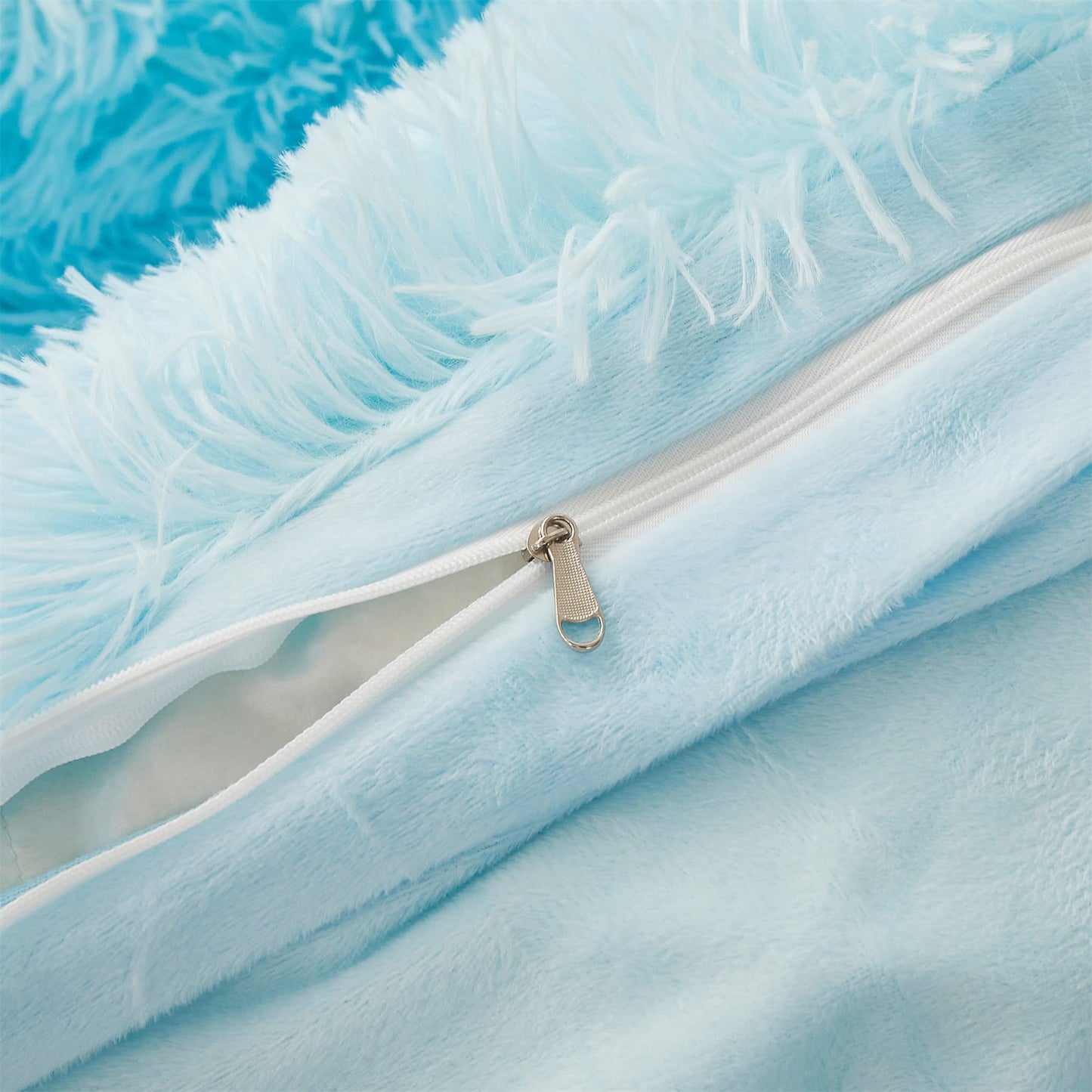 FOPPA Faux Fur Pillow Cases Blue 26"x20", Furry Shaggy Plush Fuzzy Fluffy Decorative Pillow Covers Set of 2, Standard Velvet Cushion Cover with Zipper for Bedroom Interior