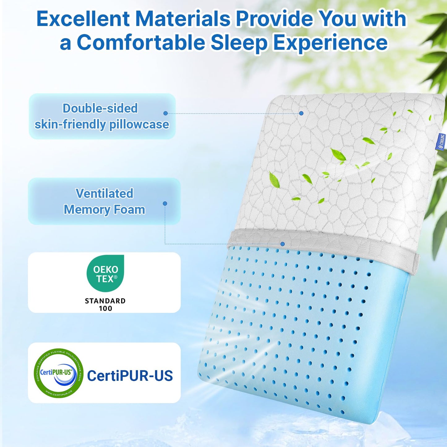 TranquilMoments Memory Foam Pillows, Bed Pillow for Side,Back and Stomach Sleepers,Neck Pillow for Sleeping with Removable and Machine Washable Cover, Standard Size (1 Pack)