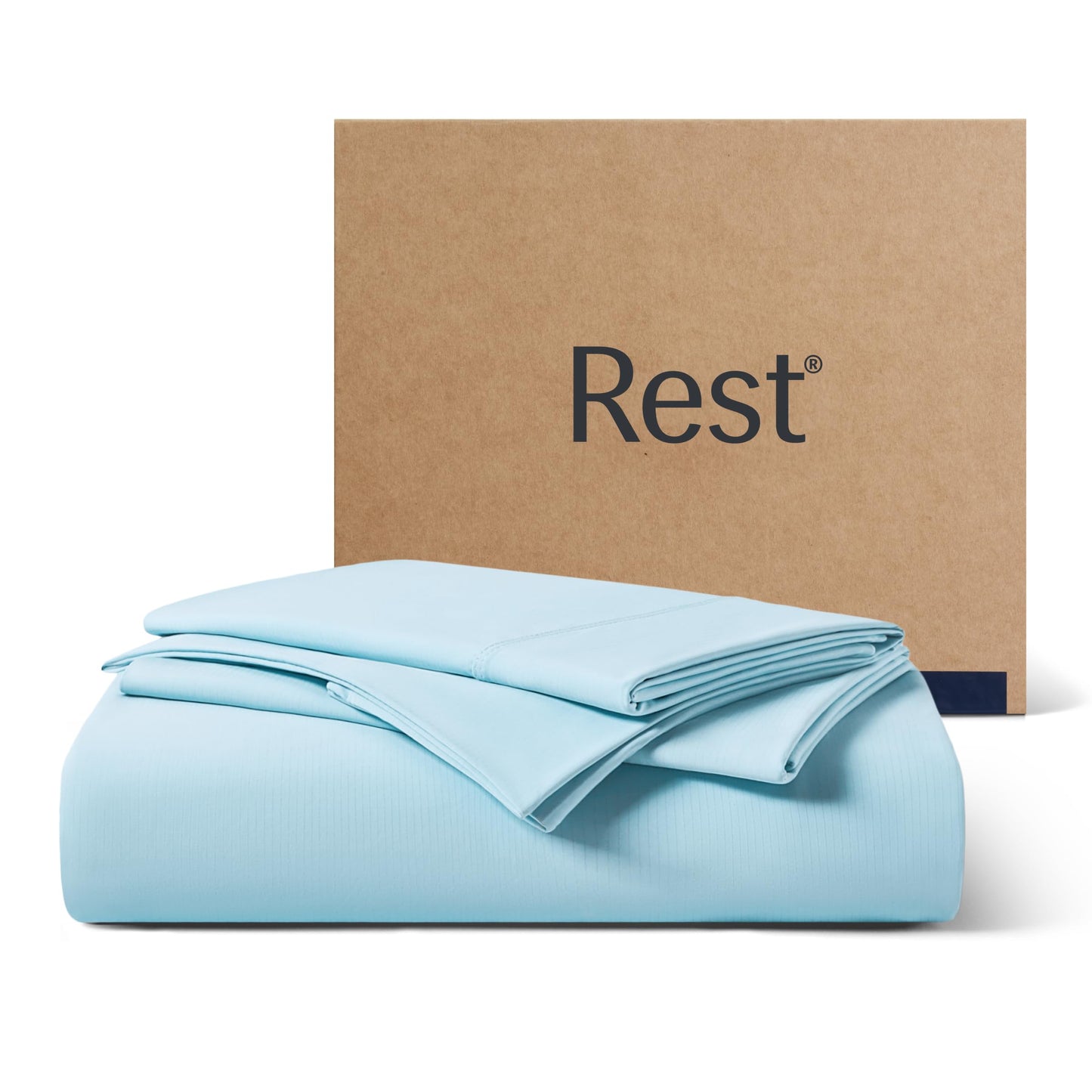 REST® Evercool®+ Starter Sheet Set, King, Light Blue, Breathable Bed Sheets for Hot Sleeper and Night Sweats, with Pillowcases, Ionic+ Self-Cleaning Silver Yarn for Sensitive Skin, 3PCS No Flat Sheet