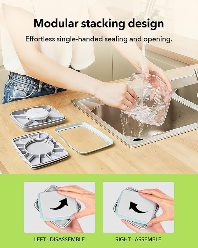 EQI Airtight Food Storage Container with One-Touch Lid, 12-Piece Set (1.3, 2.1, 2.9, 3.6 QT* 3) Stackable Durable BPA-Free for Baking Supplies, Pasta & Systematic Bulk Organization