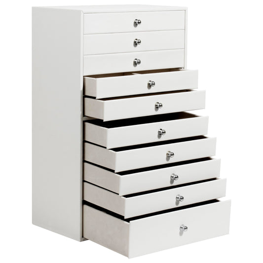GUKA Large Jewelry Box, Jewelry Case with 10 Drawers for Big and Small Jewelry, Jewelry Storage Organizer for Watch Earrings Necklace Rings Bracelets, Birthday Wedding Gifts, White