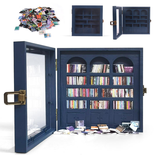 Anxiety Bookshelf – Mini Books Display for Stress Relief and Fun Decor, Perfect Decorative Miniature Library for Book Lovers, Ideal for Home Decor, Office Décor, and Thoughtful Gift Giving - Blue