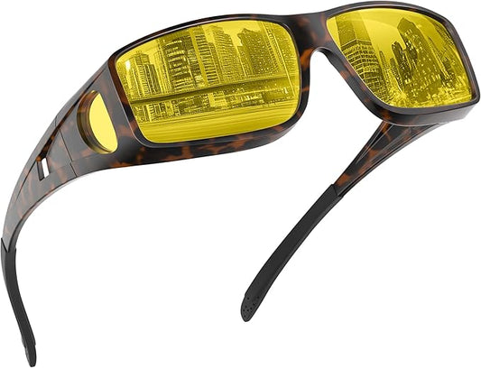 Night Driving Glasses for Men Women Anti Glare Polarized Fit Over Night Vision glasses