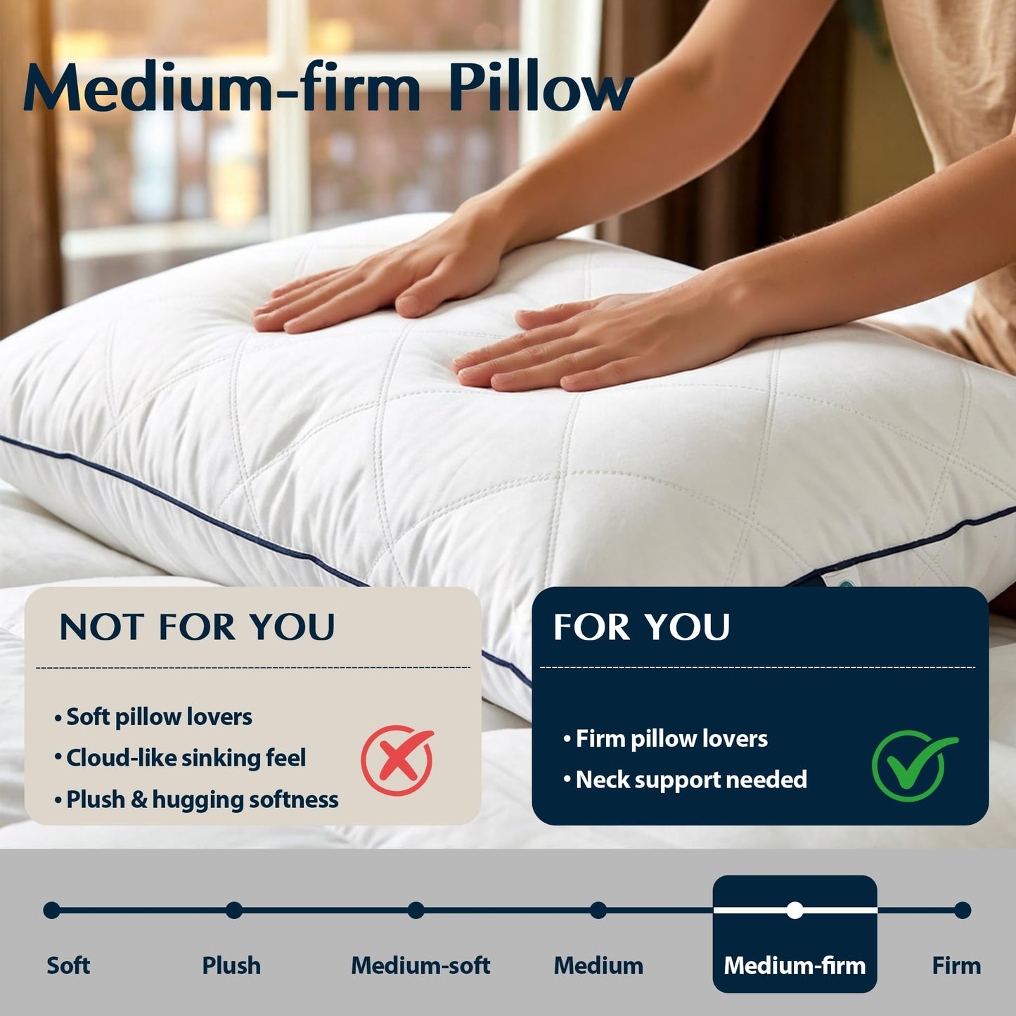Pacific Coast Premium Goose Feather & Down Bed Pillows Queen Size 2-Pack, Hotel Quality Collection, Medium Support for Side & Back Sleepers