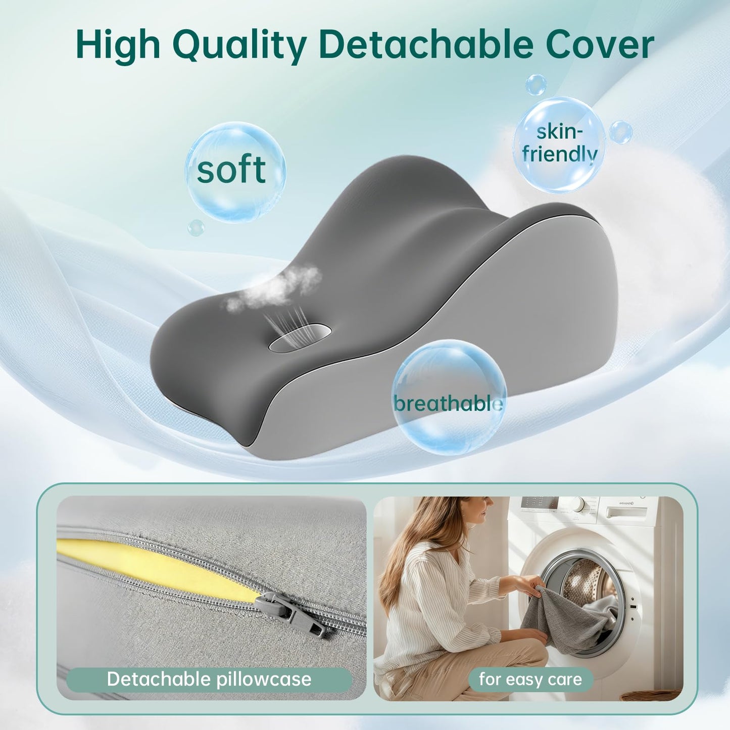 KUYOVORA Memory Foam Wedge Pillow Intimacy Couples Pillow, Pregnant Ergonomic Contoured Position Pillow for Sleeping & Reading, Multi-Functional Bed Pillow Back Support Cushion Double Grey