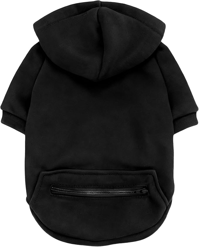 Jecikelon Winter Dog Hoodie Sweatshirts with Pockets Warm Clothes for Small Dogs Chihuahua Coat Puppy Custume Clothing (X-Small, Y02-Black)