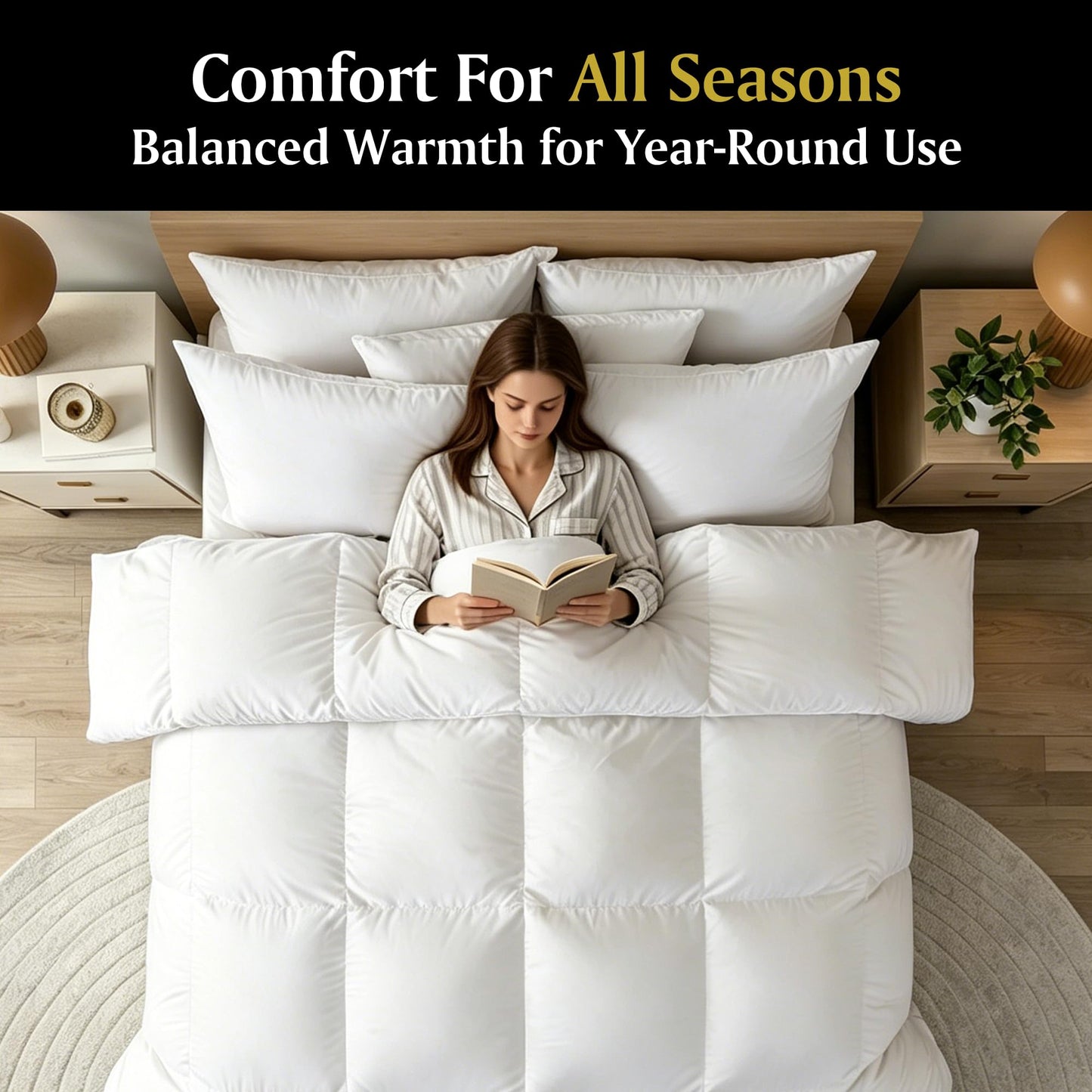 Beautyrest Goose Down Fiber Comforters Twin Size, All Season Luxury White Duvet Insert, 100% Cotton Fabric, Hotel Collection Fluffy Breathable Bedding Comforters, 8 Corner & Center Loops, 68x90 Inch