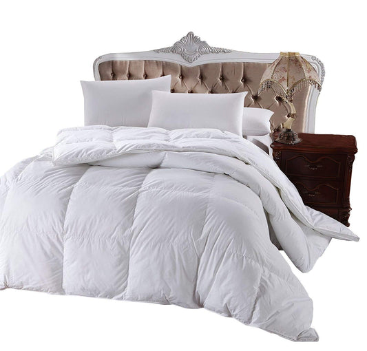 Royal Hotel Bedding 300 Thread Count Queen Size Down-Alternative Comforter, Overfilled Comforter, Duvet Insert 100% Cotton Shell - 100% Down-Alternative Fill, 750FP - 70OZ - White Solid, Queen