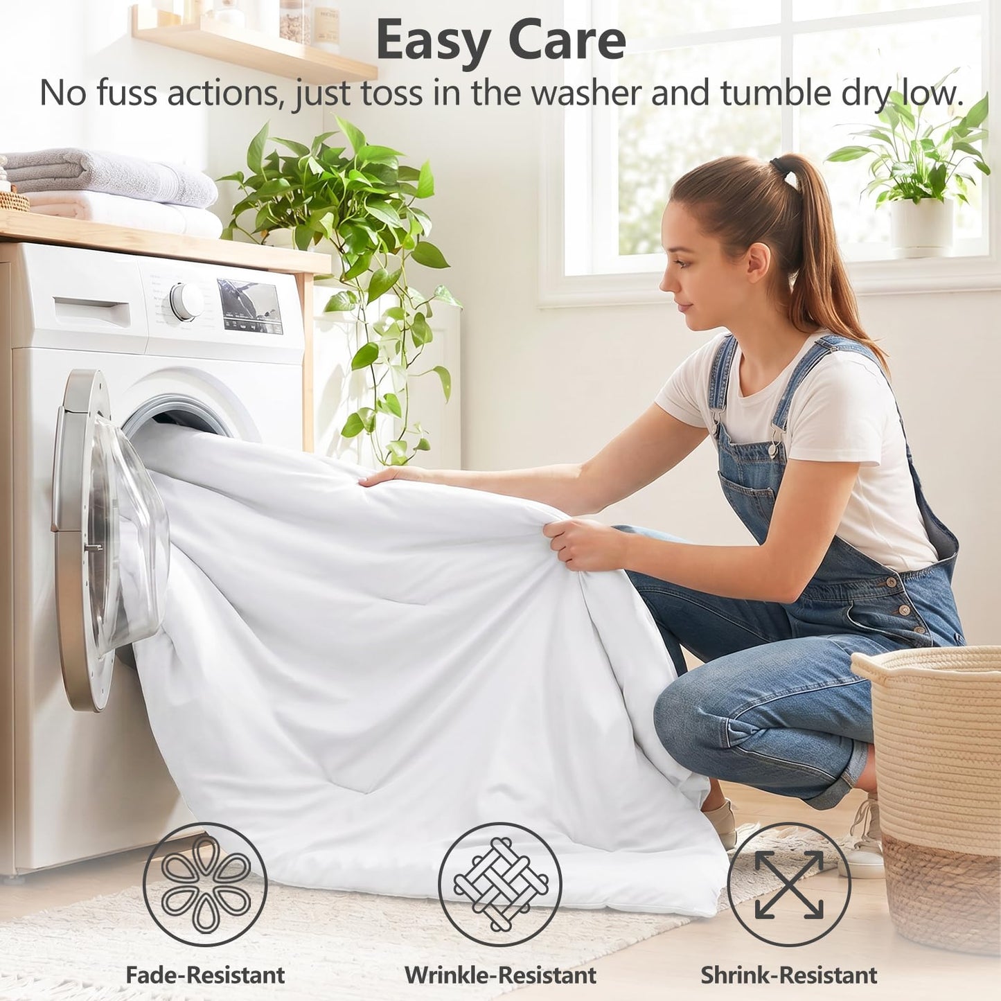 CozyLux Queen Comforter Set White, 7 Pieces Bed in a Bag Queen Comforter Set with Sheets, Soft Bedding Sets with Down Alternative Comforter, Sheets, Pillowcases & Shams, Bed Set Gift for All Seasons