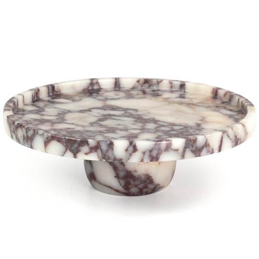 YMXYJM,Marble Pedestal Tray Round Decorative Vanity Tray,Calacatta Viola