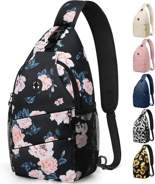 Pritent Crossbody Bags for Women Men Trendy Sling Bag Backpack Casual Chest Bag with Convertible Shoulder Strap