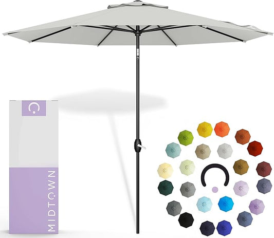 Midtown Umbrellas 10-Year-No-Fade - 6 Ft - UV Proof Off Cream Polyester Fabric - Umbrella Outdoor Patio, Aluminum Frame Large Patio Umbrella for Garden, Pool & Deck - Black Pole