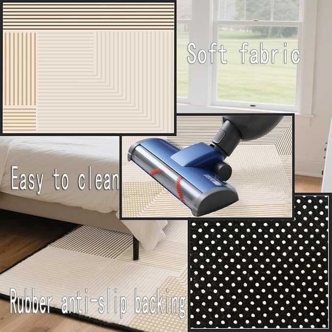 Abstract Washable Area Rug 4x6Ft Soft Non Slip Durable High Traffic Rug for Living Room, Bedroom & Home Office