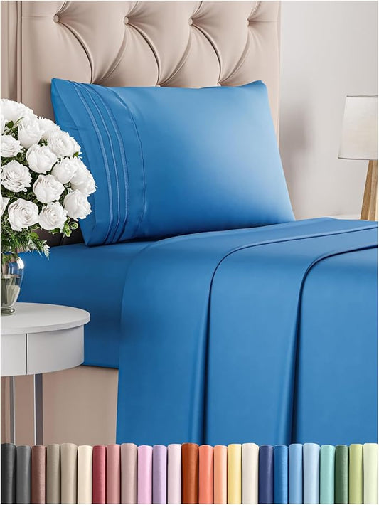 Twin Size 3 Piece Sheet Set - Comfy Breathable & Cooling Bed Sheets Set - Hotel Luxury Bedding for Women, Men, Kids, Teens, Boys & Girls - Deep Pockets, Soft and Wrinkle Free - Oeko-Tex - Royal Blue