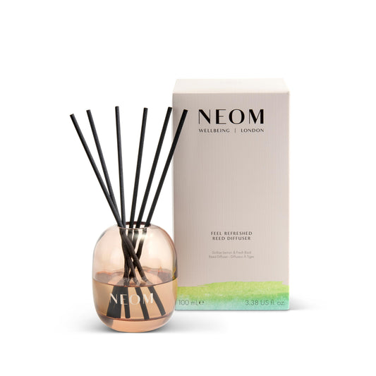 NEOM Feel Refreshed Reed Diffuser, 100ml | Sicilian Lemon & Basil I Pure Essential Oils I 100% Natural Fragrances I Lasts 12 Weeks I Refillable and Reusable