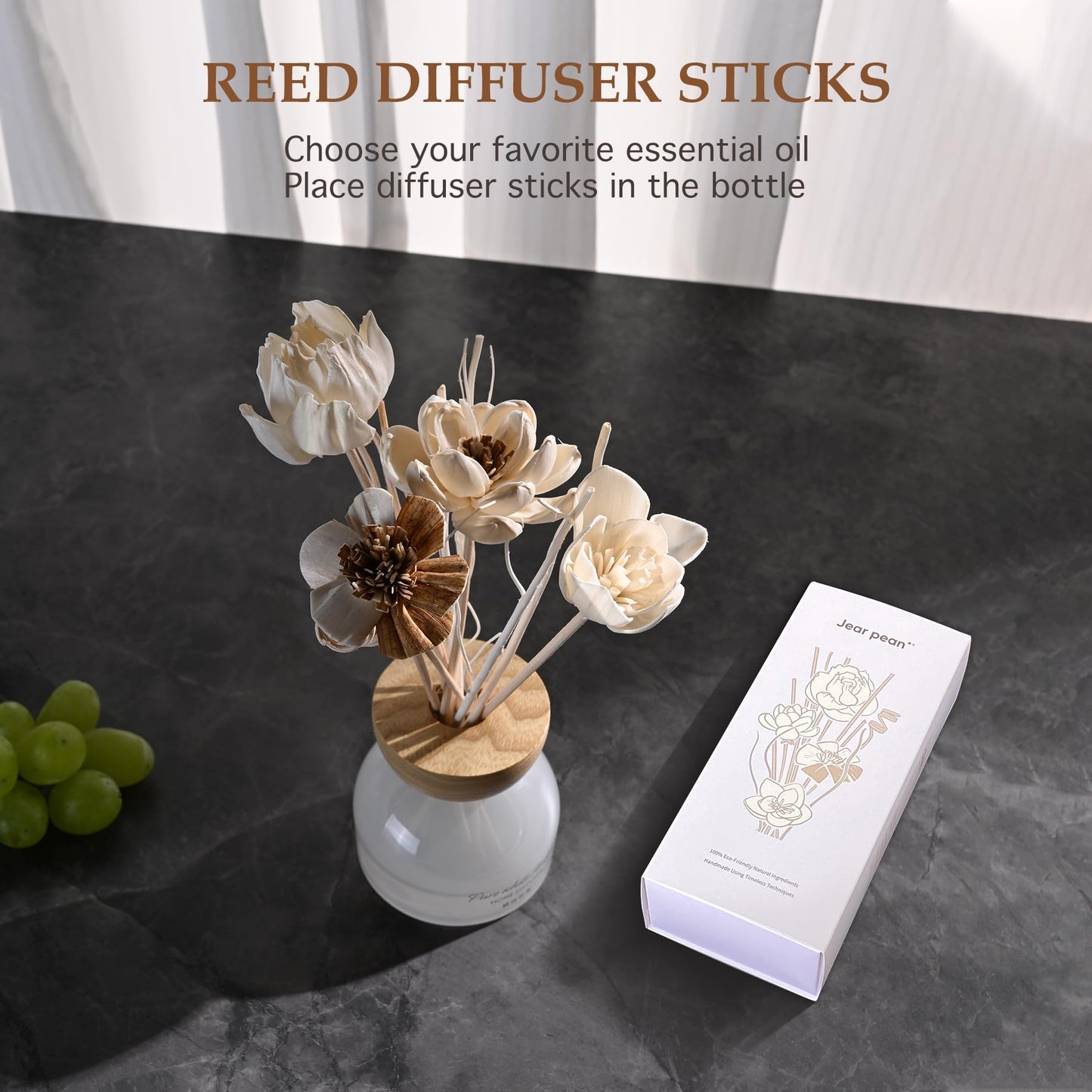 Reed Diffuser Sticks Set, Natural Paper Material, Flower Diffusers for Home Bathroom and Bedroom Decor, 12Pcs Exquisite Box