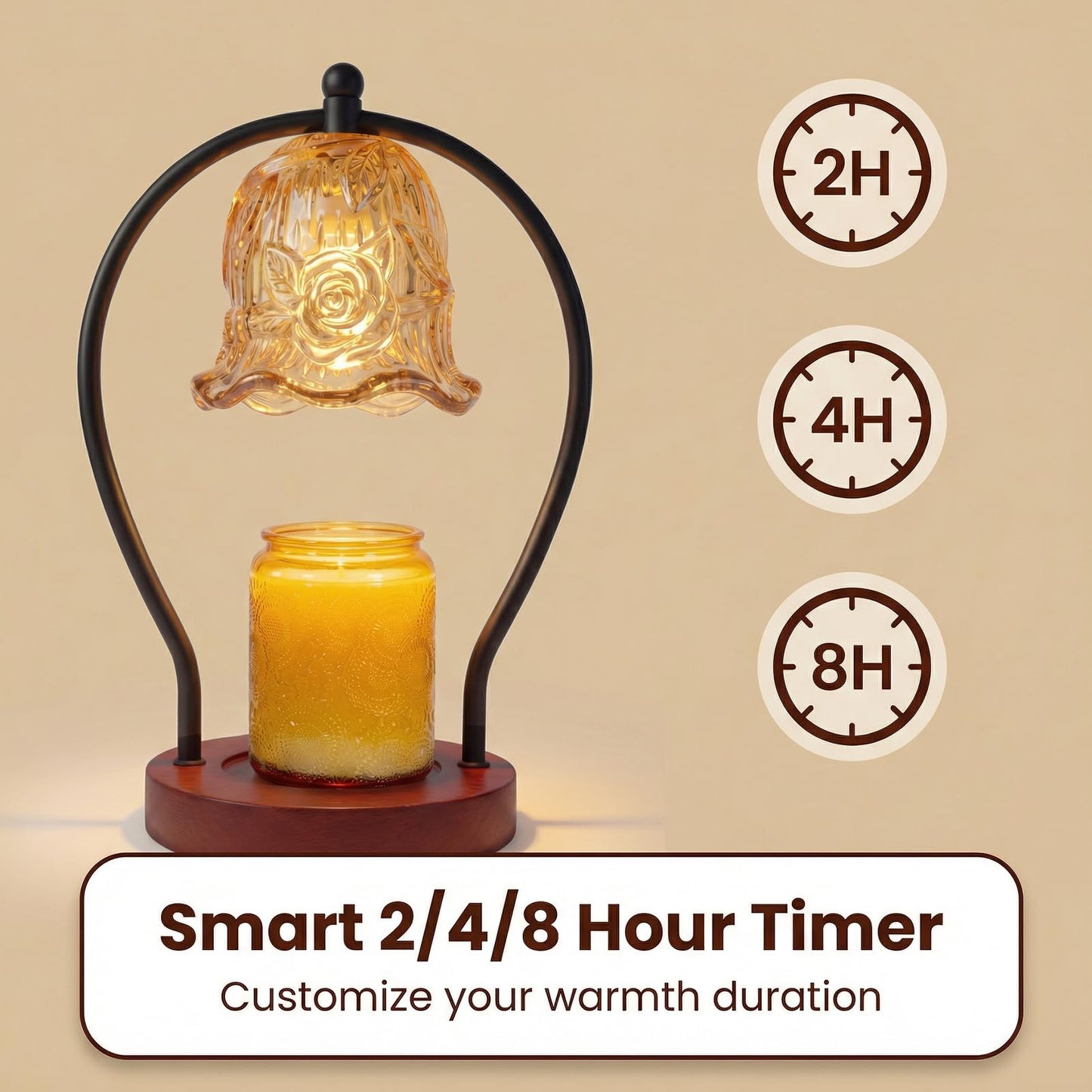 ZQPBLED Candle Warmer Lamp with Timer and Dimmer,Dimmable Candle Warmer for Jar Candles,Wax Melt Warmer for Jar Candles with 2 Bulbs,Birthday Gifts for Women Mom, New Home Decor