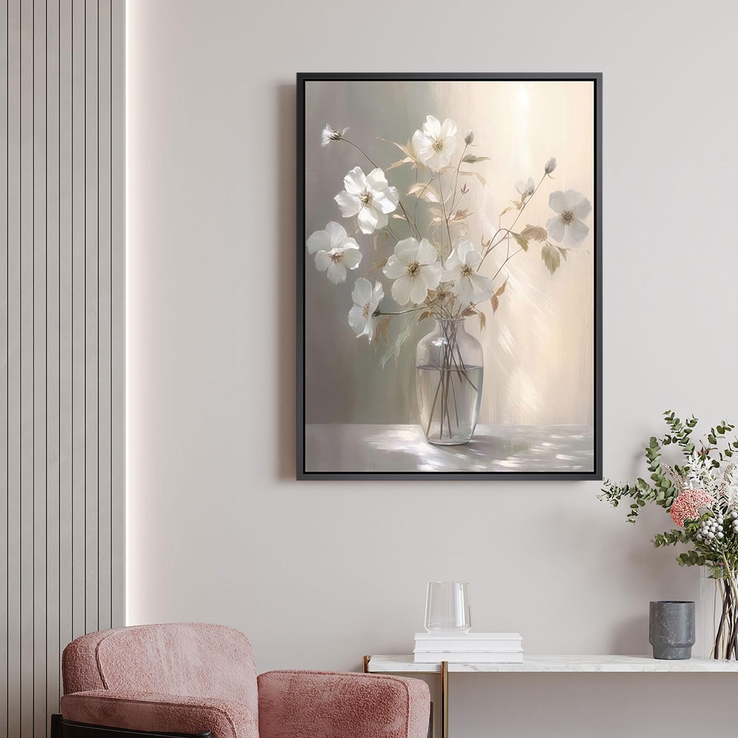 daktenn Black Framed Wall Art Floral Canvas Wall Art Decor for Bathroom Wall Art Bedroom Framed Artwork Bathroom Pictures Wall Decor(Black Framed, 18x24)