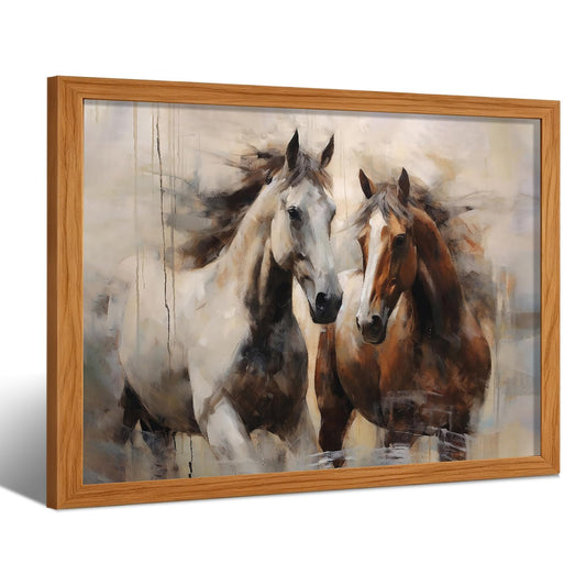TUUVCEQC Wood Framed Horse Canvas Wall Art 12x16 Inch