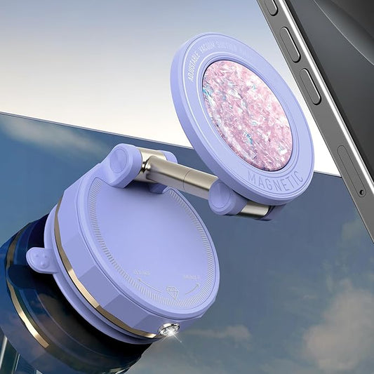ETODBUWS Upgraded Vacuum Magnetic Car Phone Holder for MagSafe[108+LBS Strongest Suction & 3000gf Strongest Magnetic],360° Adjustable Suction Cup Phone Mount for Car,Gym,Mirror,Men Women-Purple
