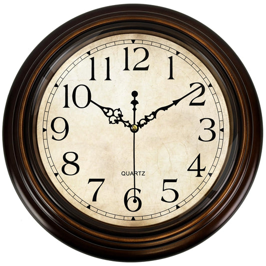 ComfyTune Vintage Wall Clock 13 Inch Quartz Silent Non-Ticking Analog Clock Battery Operated Rustic Round Decorative Clock for Living Room Kitchen Home Office Classroom