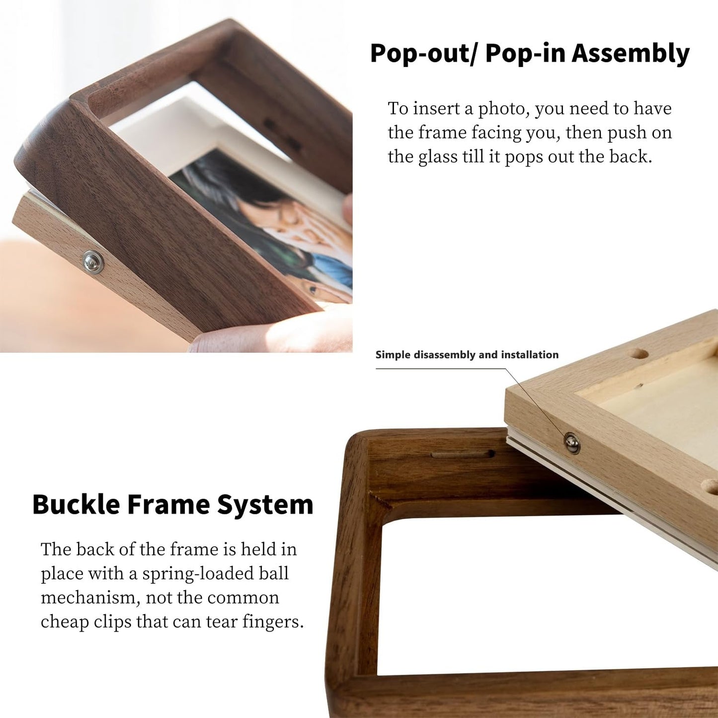 FLECHAZO Natural Walnut 8x10 Picture Frame with Mat for 5x7/6x8 Photos