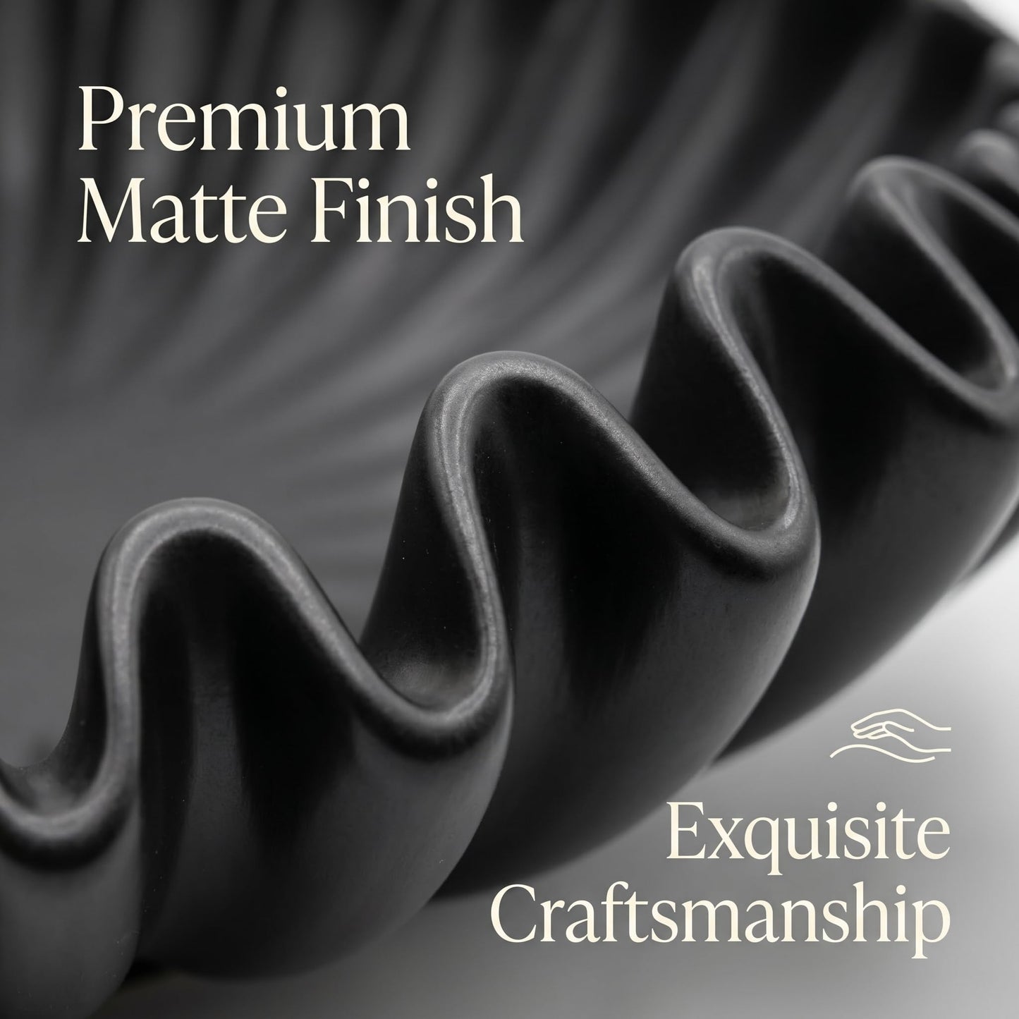 FESTGLOX Black Decorative Bowl, Decorative Fruit Bowls for Kitchen Counter, Resin Ruffled Bowls for Living Room, Modern Key Bowl for Entryway, Coffee Table Centerpiece