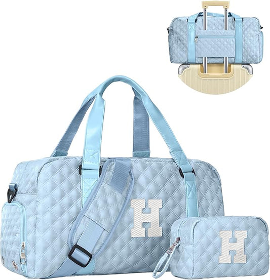 Elilier Duffel Bag, Girls Gift Bag Teens, Initial Travel Duffel Bag, Personalized Weekender Bag, Monogram Overnight Bag Gift for Grandmother,Tween Girls Gifts Daughter Gifts Niece Gifts, Mothers Gifts