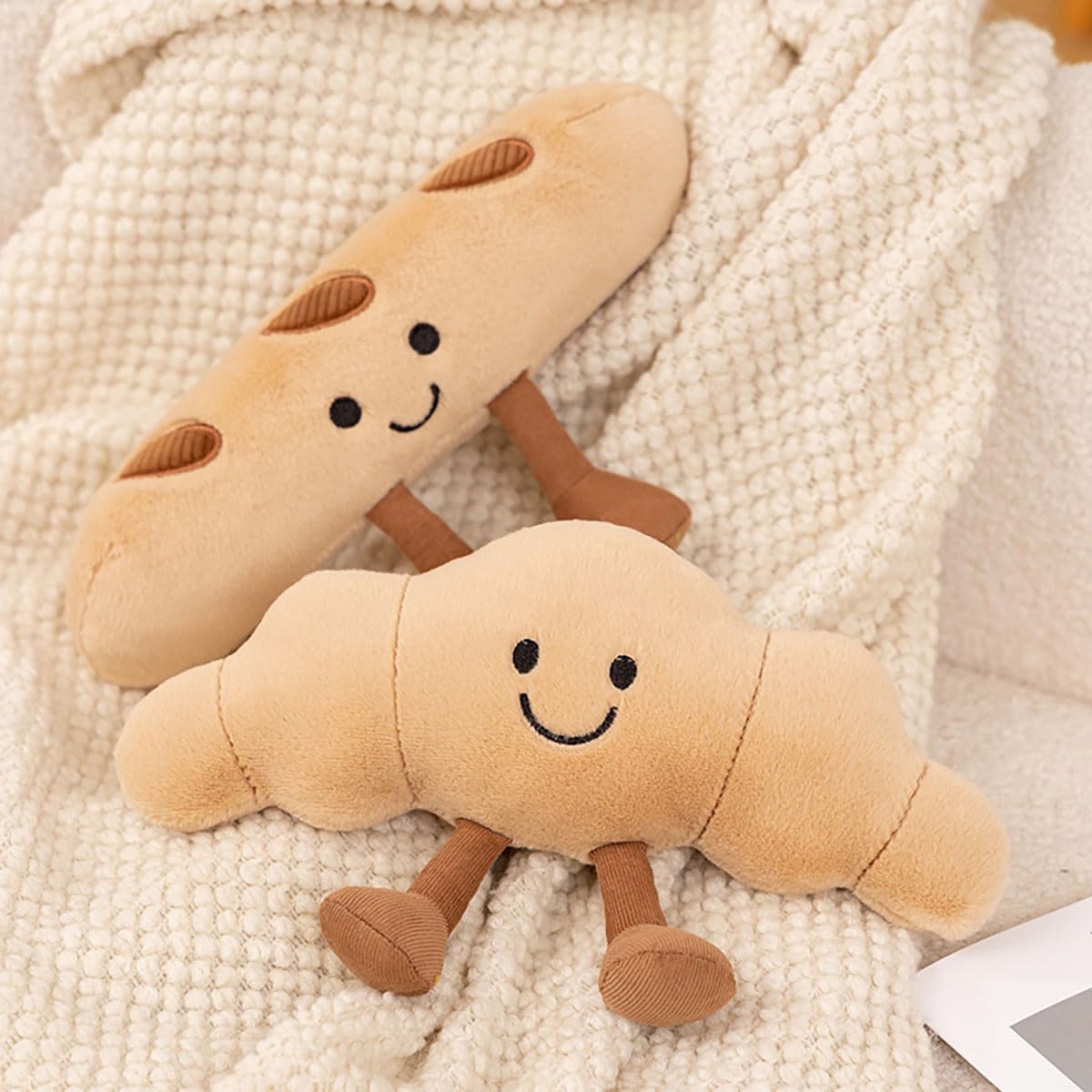 Zaxqerm Croissant Plush Pillow，10" Funny Food Plushies，Soft Food Stuffed Animals Kawaii Birthday Gifts for Teen Boys