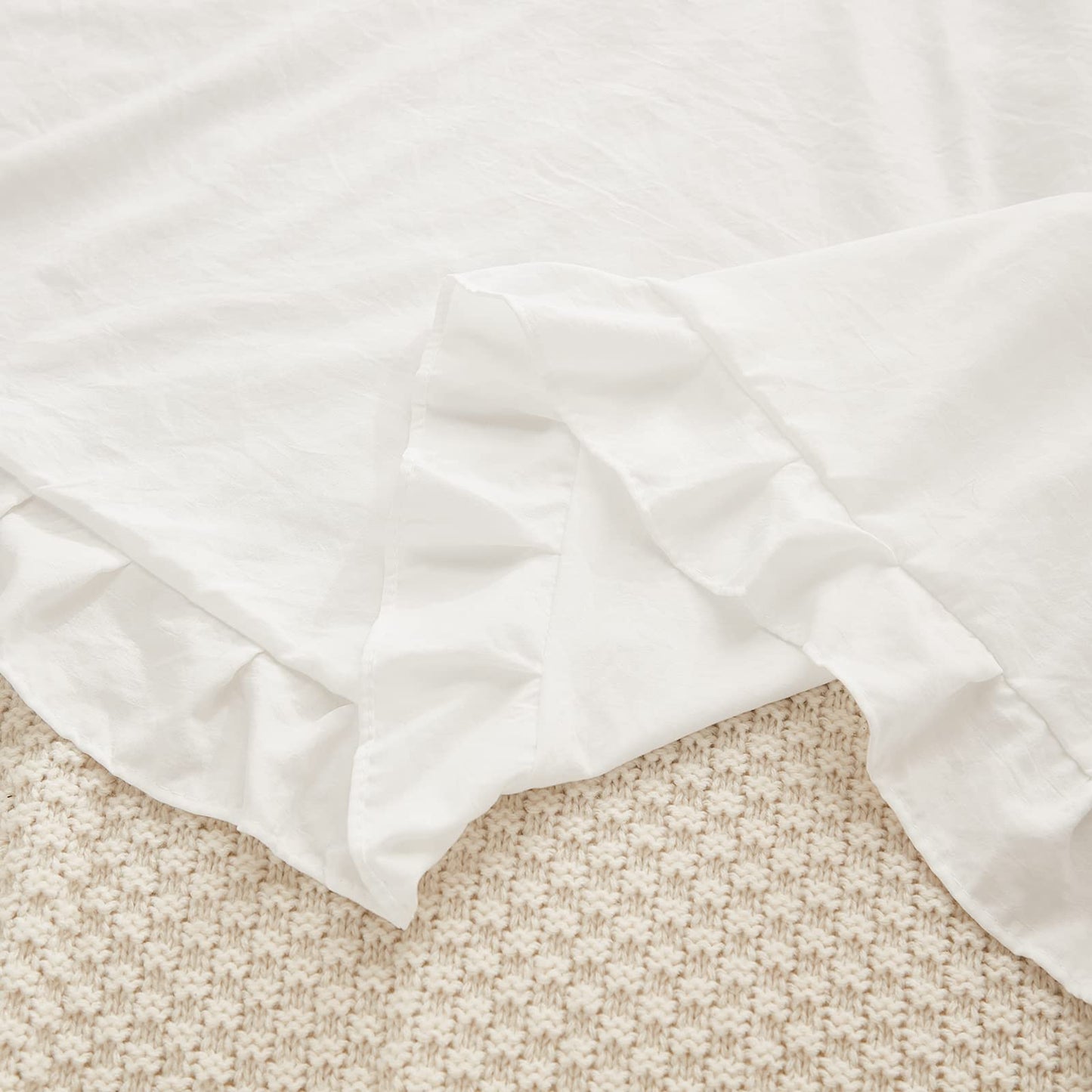 Boho White Body Pillowcase 20x54in - Ruffled Fringe Decor Sham