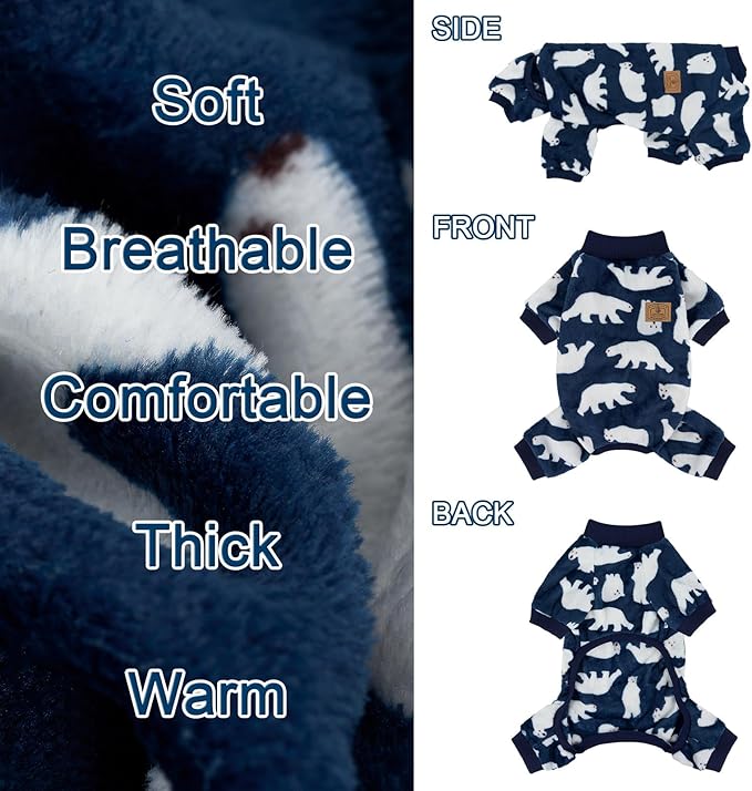 XPUDAC Dog Pajamas Polar Bear Fleece Dog Sweater for Small Medium Dogs Girl Boy Winter Puppy Clothes Pet Outfit Jumpsuit, XL