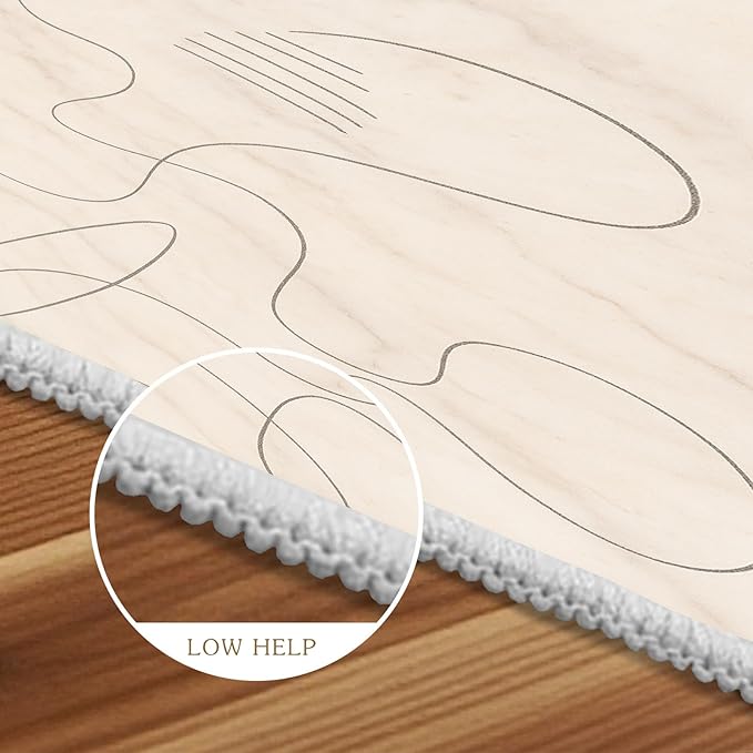 Modern Marble Rug - 5x7 Area Rugs, Abstract Line Marble Rug, Minimalist Geometry Bedroom Rugs, Washable & Non Slip Carpet Home Decor