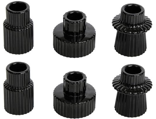 Vixdonos Taper Glass Candlestick Holders Tealight Candle Holders for Table Centerpieces, Wedding Decor and Dinner Party (6 Pcs, Black)