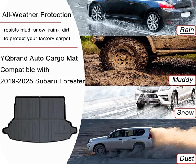 Forester Cargo Liner - All-Weather Trunk Tray Floor Mat Compatible with Subaru Forester 2019-2025 Models，3D Custom-Fit Waterproof Non-Slip Durable Odorless TPO High-Raised Edge