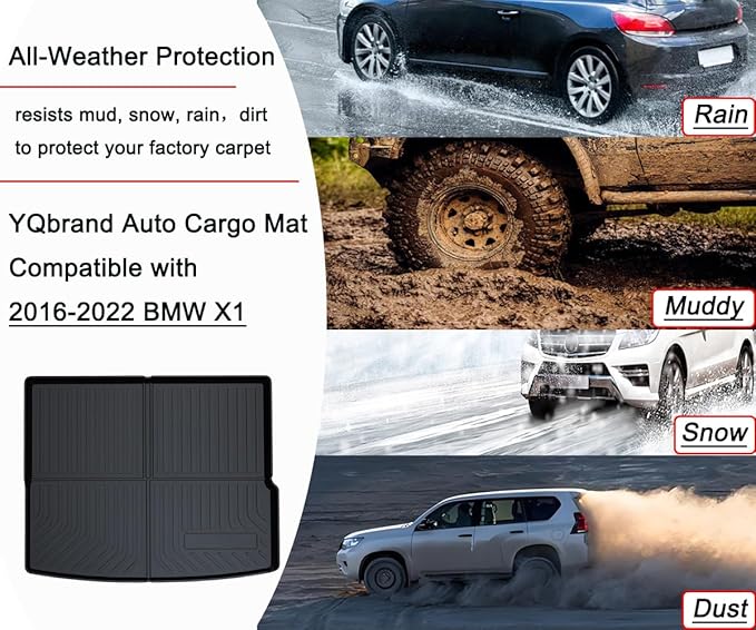 X1 Cargo Mat - All-Weather Cargo Liner Compatible with BMW X1 2016-2022/2023-2025 Without Optional Reclingning Rear Seat Adjustment，3D Waterproof Non-Slip Durable Custom Fit Trunk Tray Floor Mat