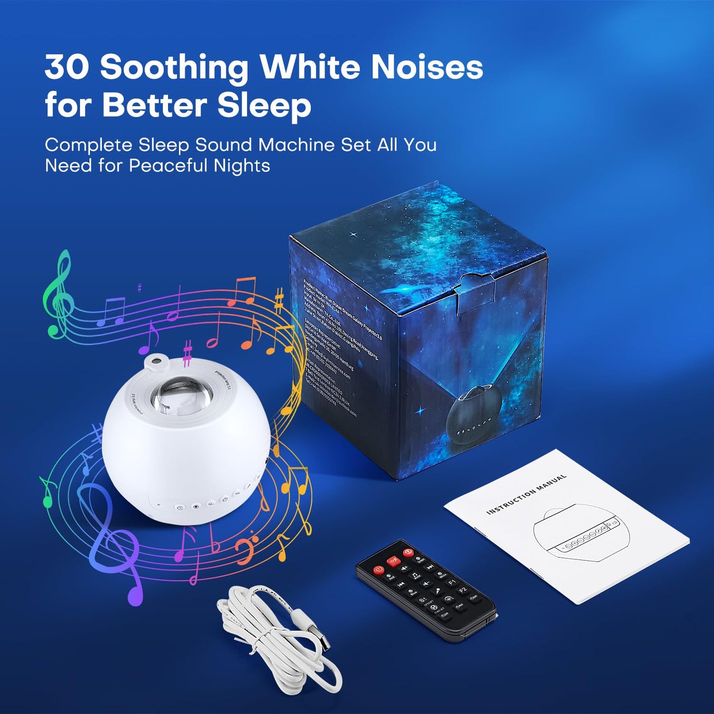 Sound Machine Light Projector, 30 Sleep Sounds for Baby , Bluetooth Speaker