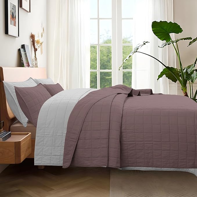 100% Cotton Quilt Sets Super King Size - Soft Lightweight Quilt Bedding Set for Bedroom Decor-Bedspread in Geometric Pattern with 2 Pillow Shams for All Season, 120x128 inches