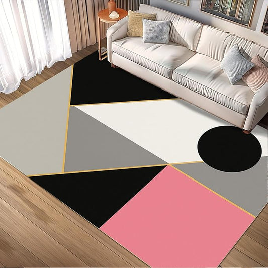 Abstract Geometry Rug - 5x6 Area Rug, Modern Geometry Area Rugs, Minimalist Aesthetics Carpet, Washable & Non Slip & Soft Rugs Home Decor