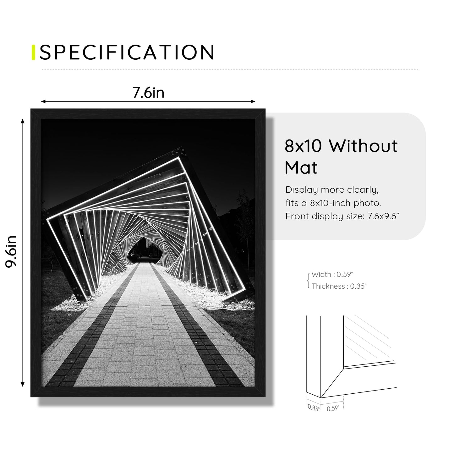 Picrit 8x10 Picture Frame Set of 12, Classic Modern Textured Black Collage Gallery Wall Set without Mat, Horizontal or Vertical Wall Mount and Tabletop Display for Home Decor
