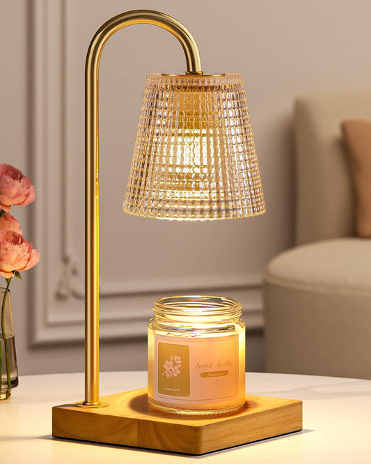 Hong-in Amber Candle Warmer Lamp-Dimmable Candle Lamp with Timer, Christmas Birthday Gifts for Women, House Warming Gifts for New Home Bedroom Decor, Vintage Wax Warmer for Scented Wax