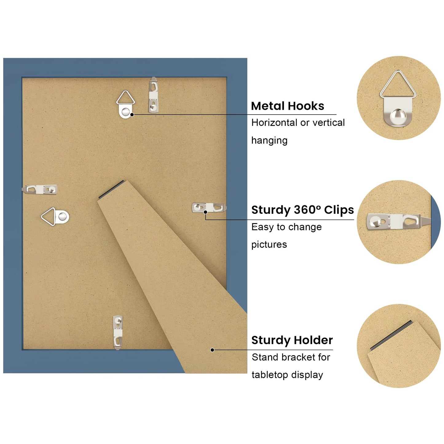 THKRLOF 5x7 Picture Frame with Real Glass, Wooden cute 5 x 7 Photo Frame with Wavy Mat for Tabletop and Wall Hanging, Blue, 1 Pack