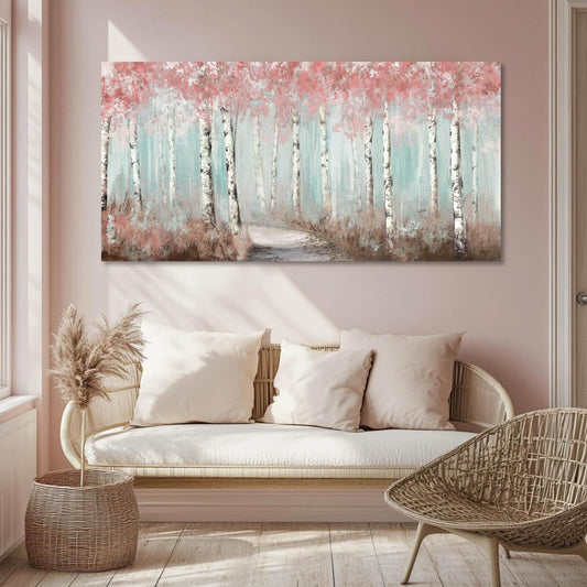 Botanical Wall Art for Girls Room Pink Tree Wall Decor Plant Pictures Wall Art Bedroom Decor for Women Graffiti Wall Paintings Living Room Home Decoration 20"x 40"