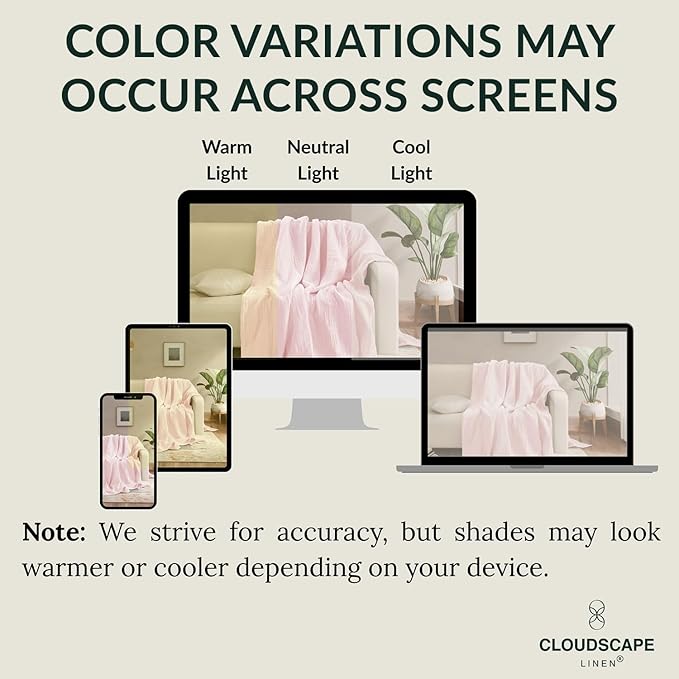 Cloud Scape Linen 8-Layer Muslin Blanket Queen Size - 100% Cotton, Soft and Breathable, Oversized Winter Blanket, Fits up to Full Size Bed, 92x92, Seashell Pink