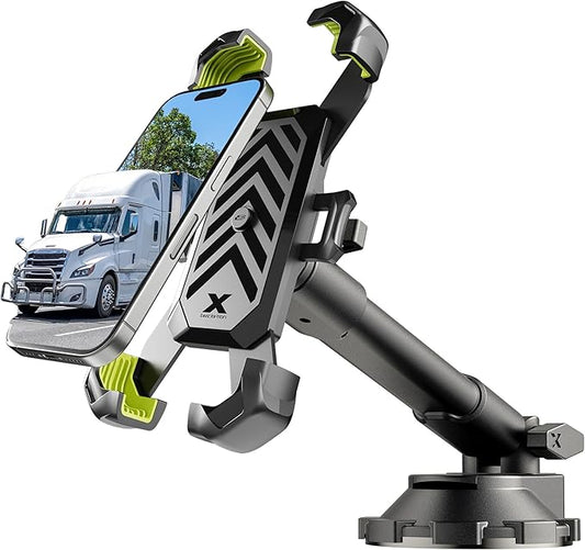 Bracketron X-Lock Heavy Duty Phone Mount for Truck - Phone Holders for Your Car with 12" Extendable Arm Security for Windshield & Dash - Compatible with iPhone & Android