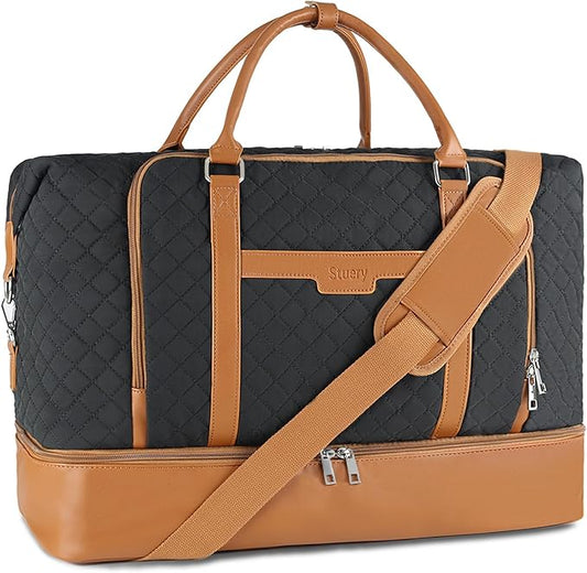 Weekender Bag, Large Travel Duffel Bag for Women, Carry on Overnight Bag with Shoe Compartment and Toiletry Bags