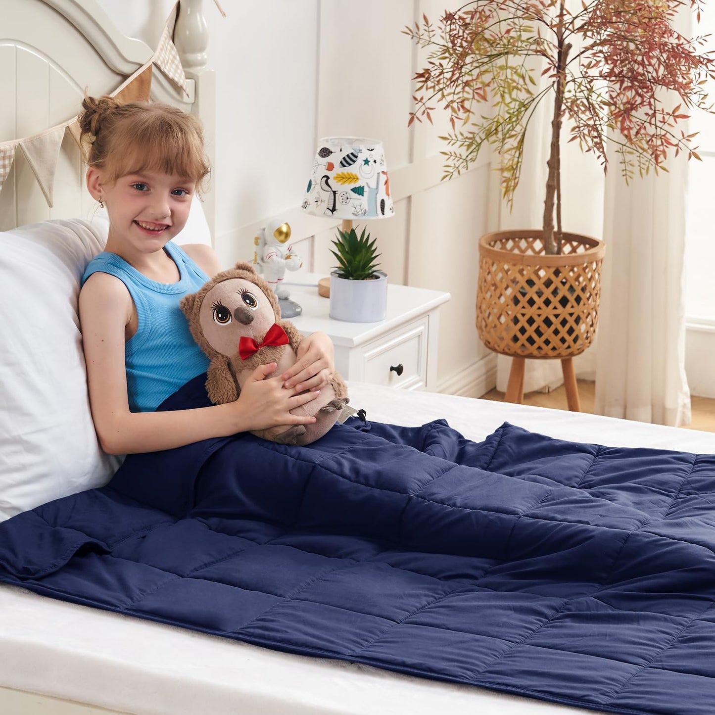 yescool Navy Weighted Blanket 5 Pounds Cooling Weighted Lap Blanket, Heavy Blanket for Sleeping, Weighted Throw Blanket Gifts for 40-60lbs, 36"x48"