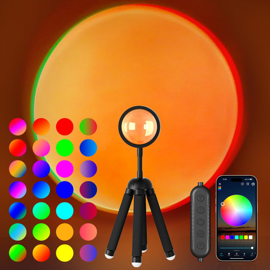Neroupe Sunset Lamp Projector with APP Control Multicolor Changing Led Lights for Room, 360 Degree Rotation Sunlight Lamp Set Mood Lighting Bedroom Decor Photography for Women