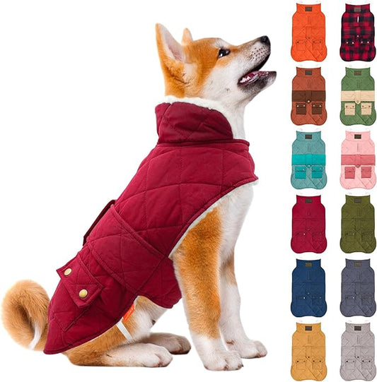 KYEESE Dog Coat Soft Pet Sweater for Cold Weather Warm Pet Winter Puffer Coat with Leash Hole Waterproof Dogs Jacket with Fleece Lined Windproof Dog Coats for Small Dogs Thick Pets Clothes with Pocket