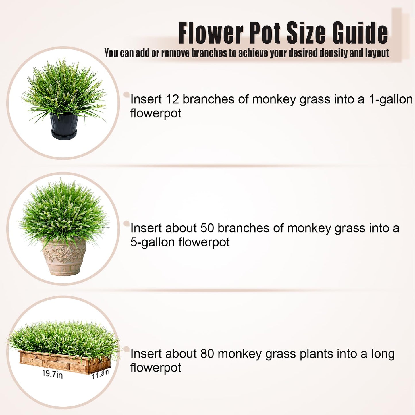 alyptus Outdoor Artificial Flowers 12 Bundles Plastic Plants Faux White Flower Fake Monkey Grass for Planters Décor Outside (White)